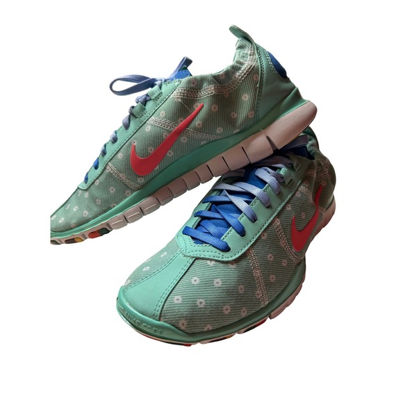 Nike Free Twist Training Shoes Womens 8.5 Teal‎ Pink Floral Sneakers Running - Picture 3 of 7